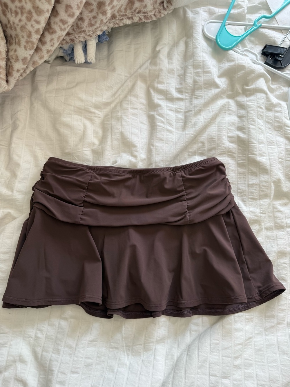 Lands' End Brown Ruched Swim Skirt Bottoms Built In Briefs - Size 4P Petite
